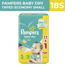 PAMPERS BABY DRY TAPED ECONOMY SMALL 18S